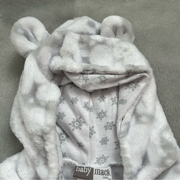 Baby Mack Super Soft Gender Neutral Fleece Footed Body Suit White Gray 0-3Month - Picture 3 of 5